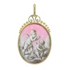 Georgian Gold Pendant with Grisaille Enamel of Two Cherubs